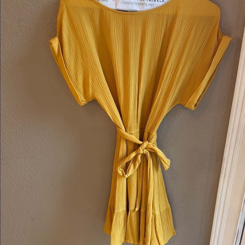 BB Dakota Mustard Yellow Blouse with Tie Waist